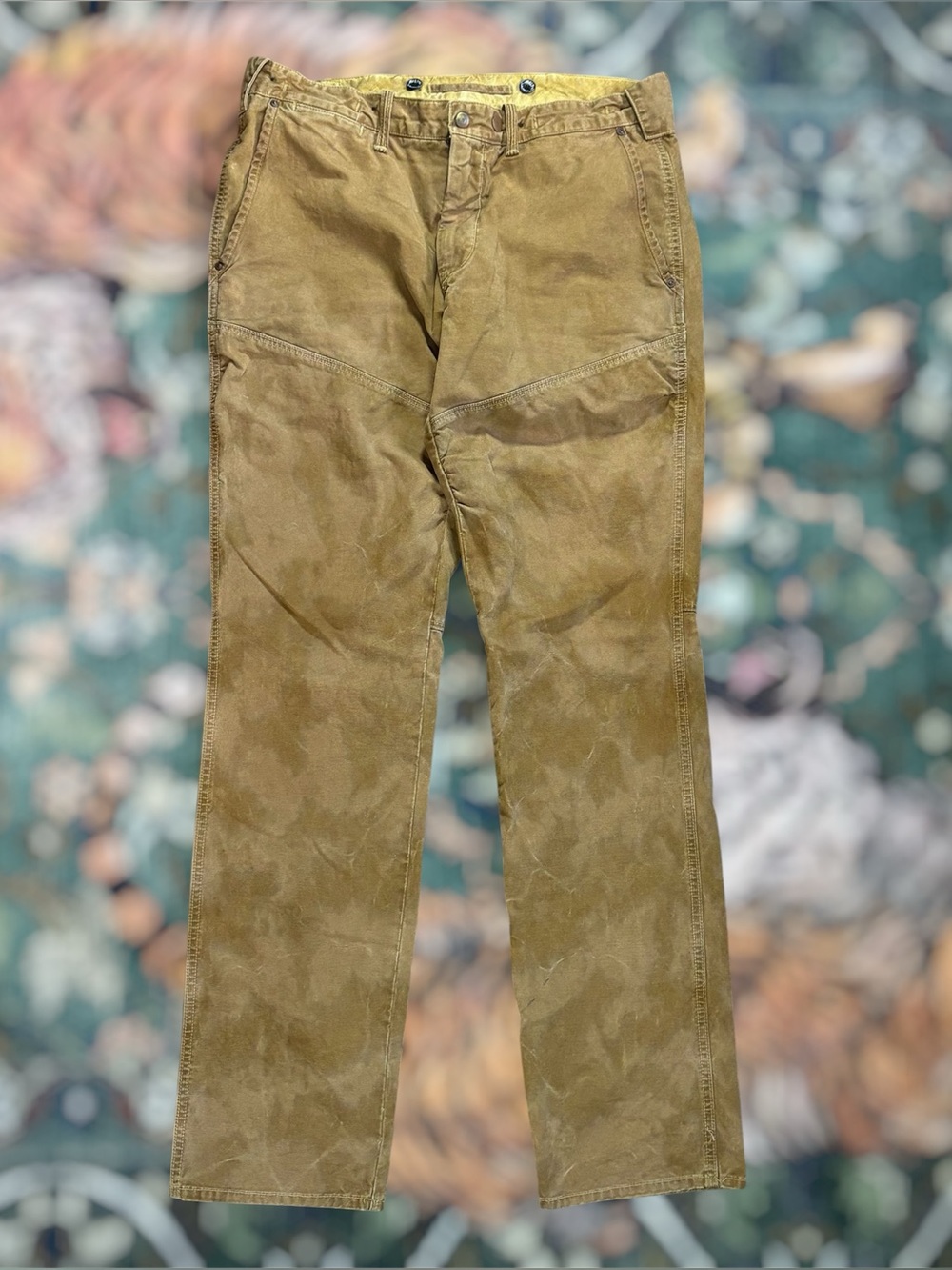 Vintage Polo Ralph Lauren Double Knee Waxed Canvas Pants Hunting Tan 36x34